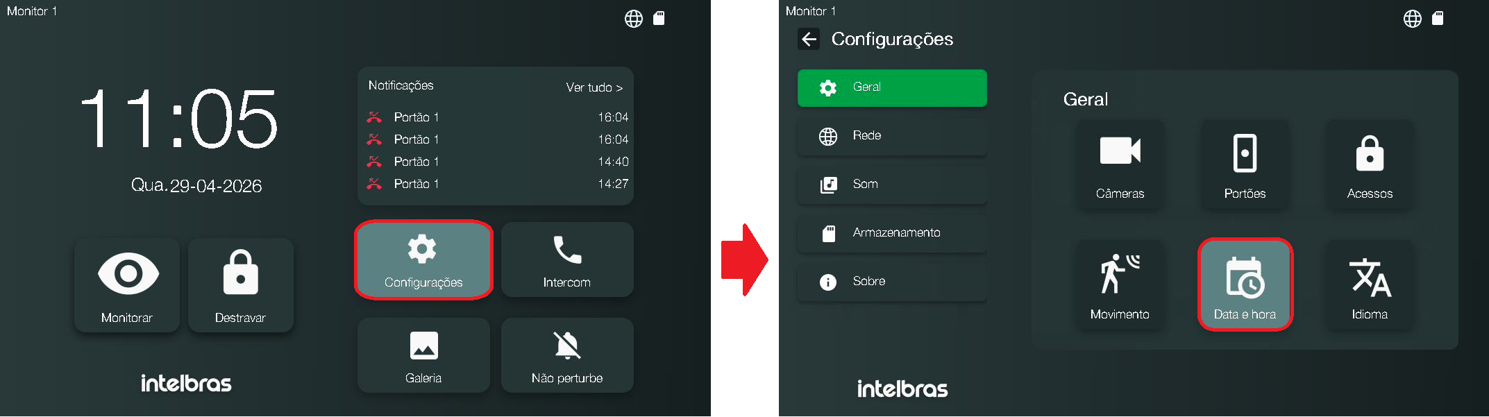 Tela config data e hora 1